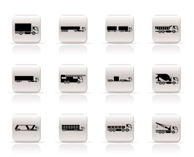 Different types of trucks and lorries icons clipart