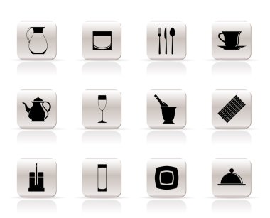 Restaurant, cafe, bar and night club icons clipart