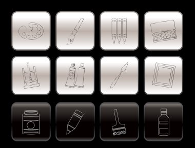 Painter, drawing and painting icons clipart