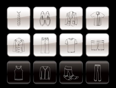 Man fashion and clothes icons clipart