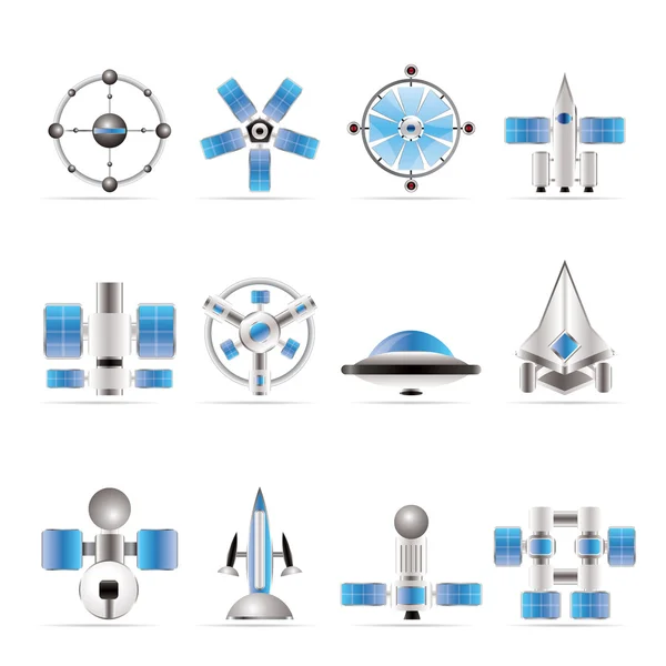 Verschiedene Arten zukünftiger Raumschiffsymbole — Stockvektor