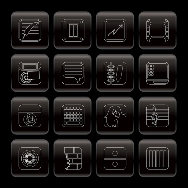 Ikony obchodních, kancelářských a mobilní telefon — Stockový vektor