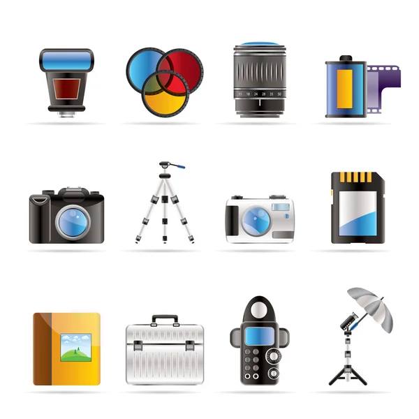 Fotografering utrustning ikoner — Stock vektor