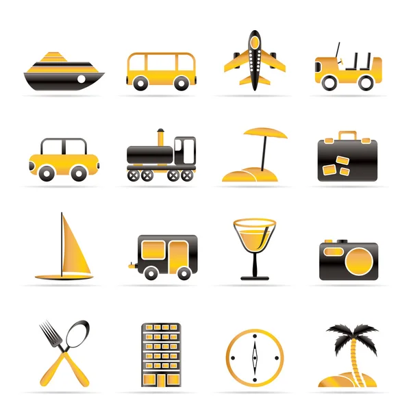 Iconos de viajes, transporte, turismo y vacaciones — Vector de stock