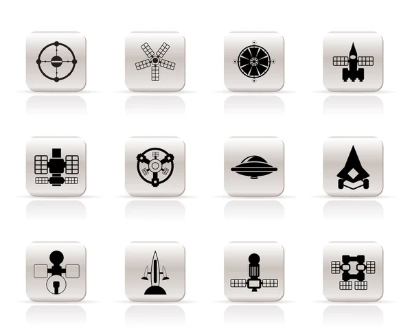 Diferentes tipos de iconos de naves espaciales futuras — Archivo Imágenes Vectoriales
