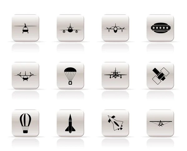 Různé typy letadel ilustrací a ikon — Stockový vektor