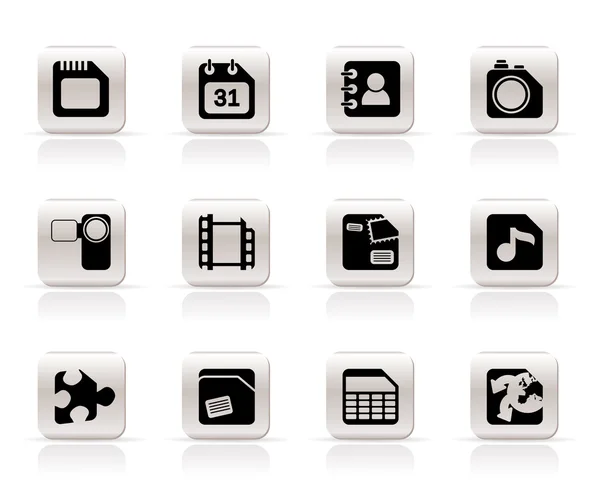 Icônes de téléphone mobile, d'ordinateur et d'Internet — Image vectorielle