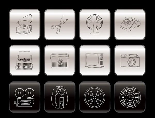 Rétro affaires et objets de bureau icônes — Image vectorielle