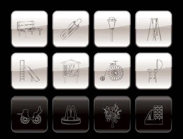 Park objecten en tekenen pictogram — Stockvector