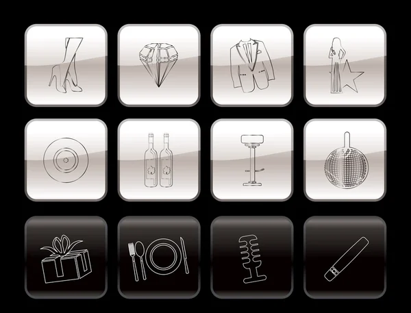 Fête de luxe et icônes de réception — Image vectorielle