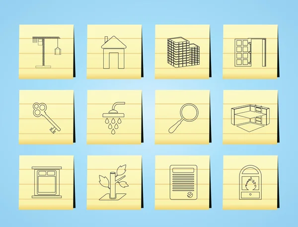 Iconos simples de bienes raíces — Archivo Imágenes Vectoriales