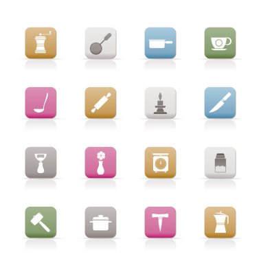 Kitchen and household tools icons clipart