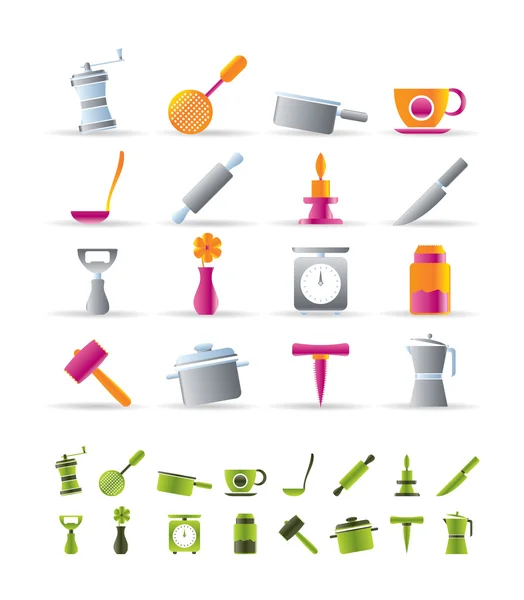 Kitchen and household tools icons — Stock Vector
