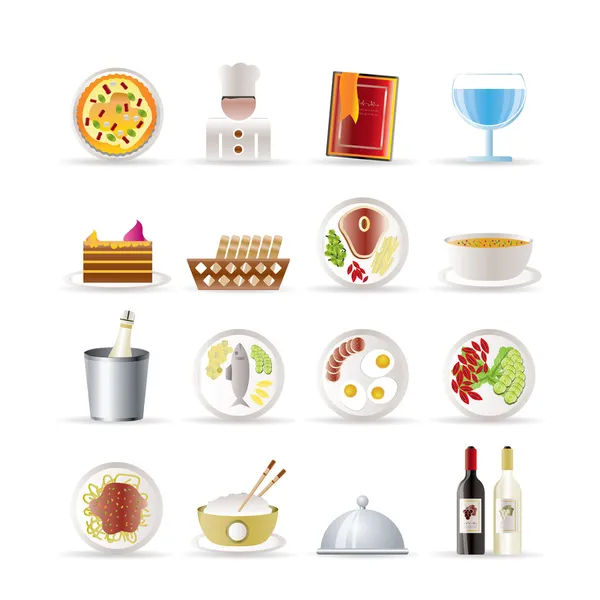Icônes restaurant, nourriture et boissons — Image vectorielle
