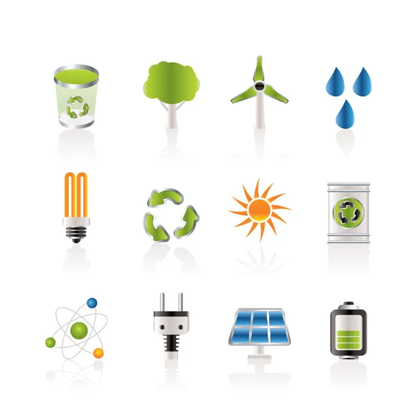 Iconos de ecología, energía y naturaleza — Vector de stock