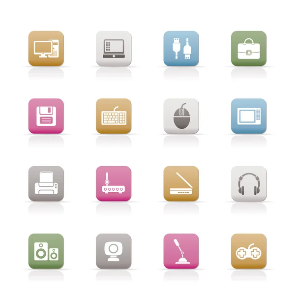 Computer equipment and periphery icons — Stock Vector