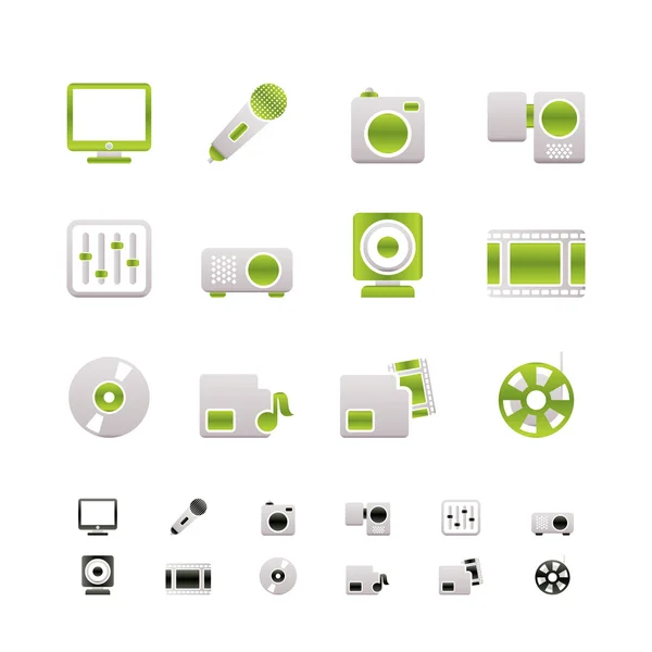 Media apparatuur iconen — Stockvector