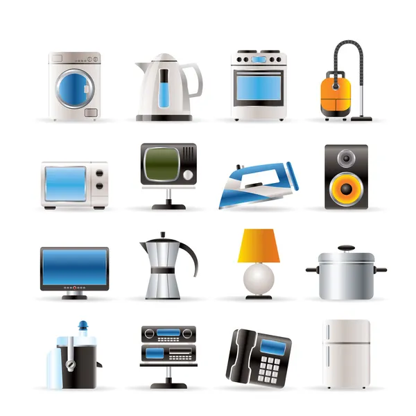 Ícones de equipamentos domésticos - conjunto de ícones vetoriais —  Vetores de Stock