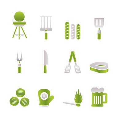 Picnic, barbecue and grill icons clipart