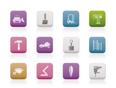 Building and Construction equipment icons clipart