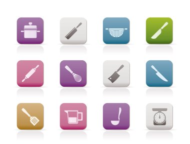 Cooking equipment and tools icons clipart