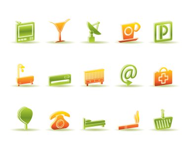 Hotel and motel icons clipart