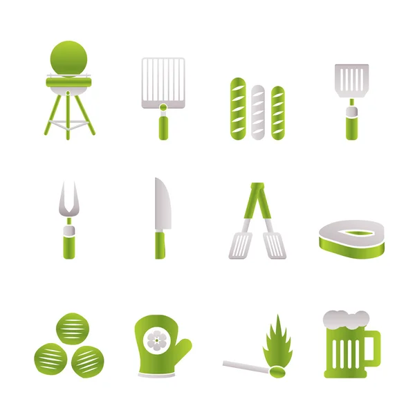 Icônes de pique-nique, barbecue et grill — Image vectorielle