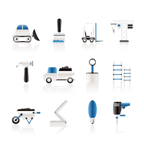 Iconos de equipos de construcción y construcción — Vector de stock
