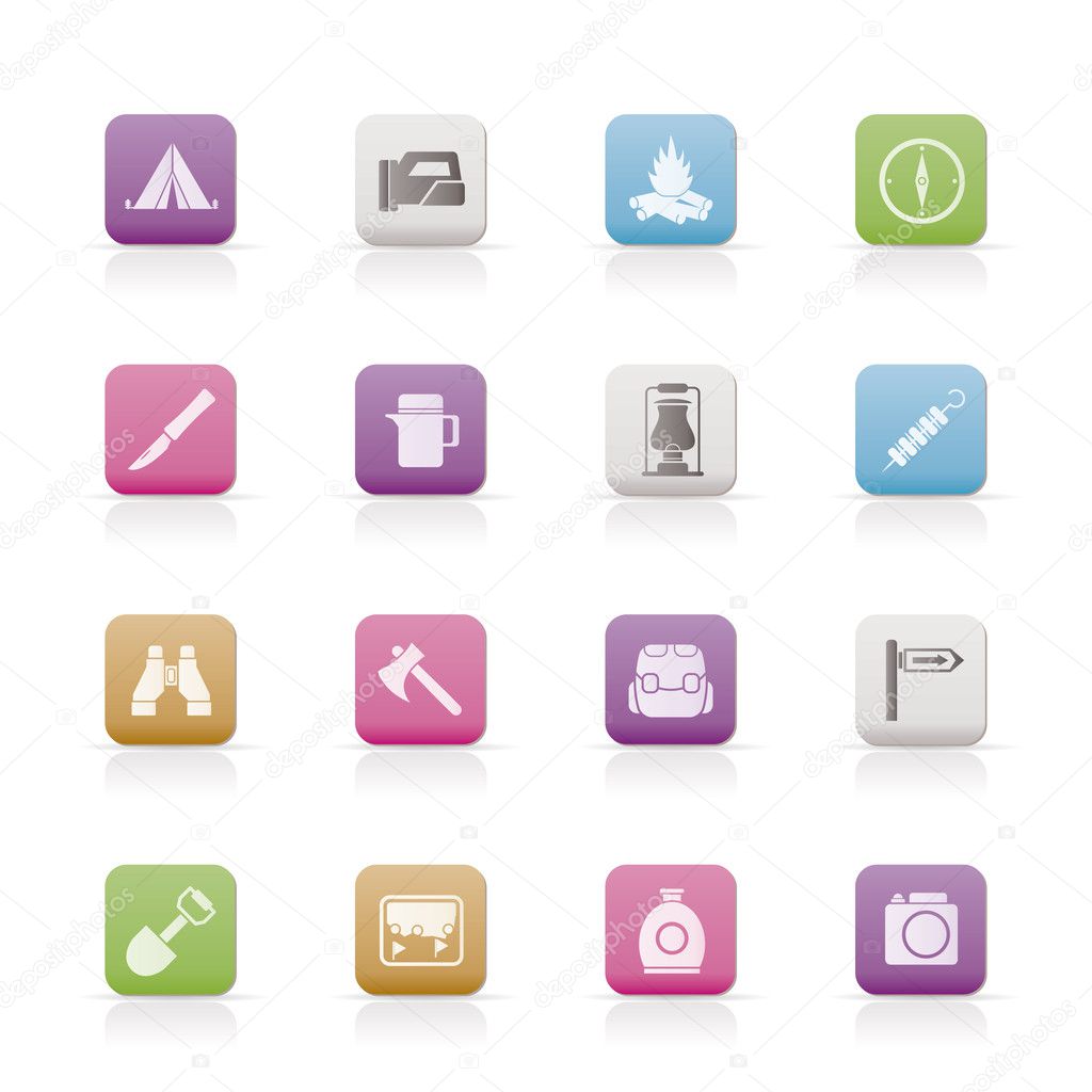 Tourism and hiking icons