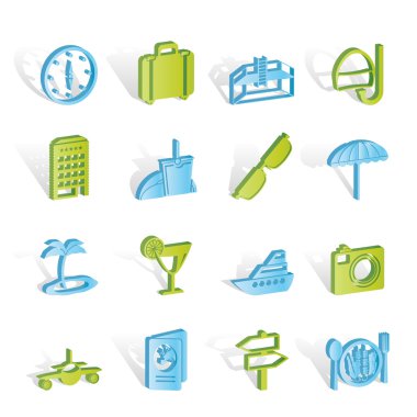 Travel, trip and tourism icons clipart