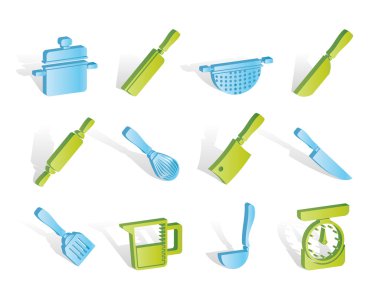 Cooking equipment and tools icons clipart