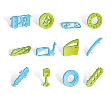 Realistic Car Parts and Services icons clipart