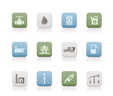 Oil and petrol industry objects icons clipart