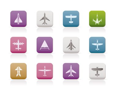 Different types of plane icons clipart