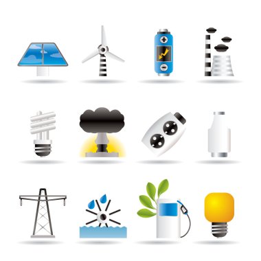 Power, energy and electricity icons clipart