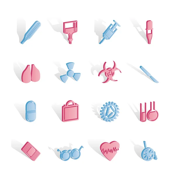 Collection of medical themed icons and warning-signs — Stock Vector