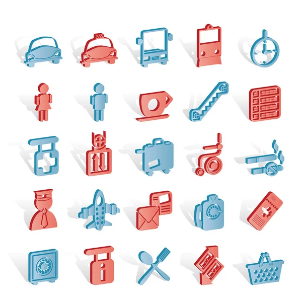 Airport, travel and transportation icons — Stock Vector