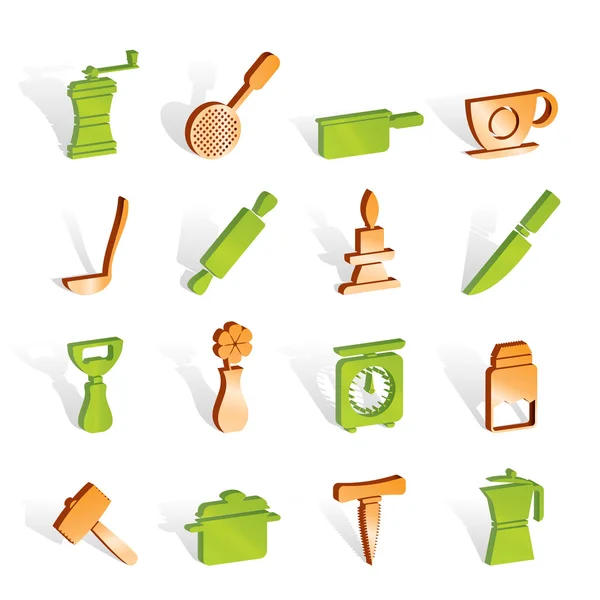Iconos de cocina y herramientas para el hogar — Vector de stock