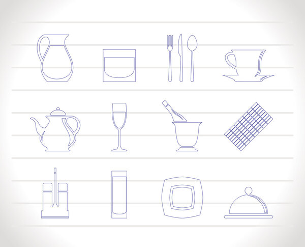 Restaurant, cafe, bar and night club icons