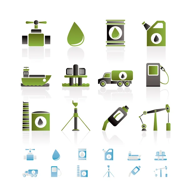 Industrie pétrolière et pétrolière objets icônes — Image vectorielle