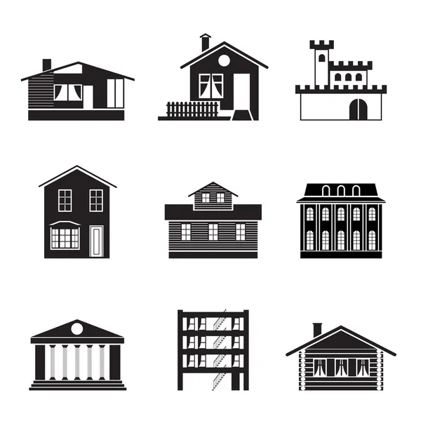 Different kind of houses and buildings — Stock Vector