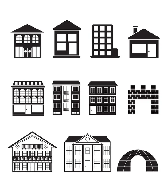 Rodzaje domów i budynków — Wektor stockowy