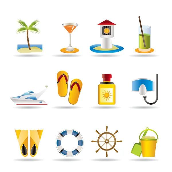 Sea, marine and holiday icons — Stock Vector