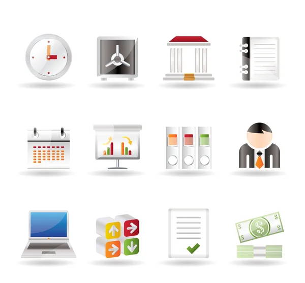 Icônes d'affaires, de finance et de bureau — Image vectorielle