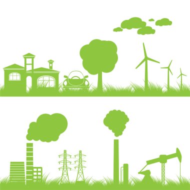 Abstract ecology, industry and nature background clipart