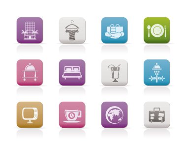 Hotel, motel and holidays icons clipart