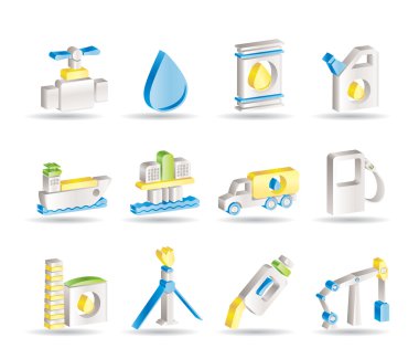 Oil and petrol industry objects icons clipart