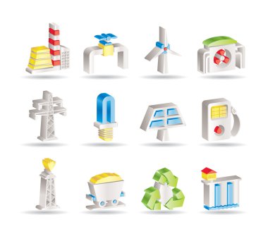 Power and electricity industry icons clipart