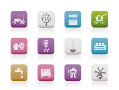Farming industry and farming tools icons clipart