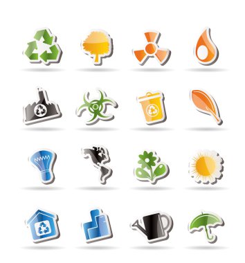 Simple Ecology and Recycling icons clipart